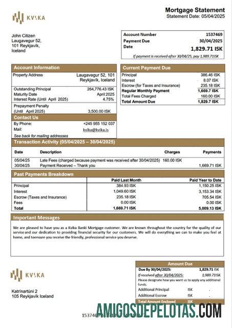 para download Modelo Word e PDF de declaração de hipoteca da Islândia Kvika Banki